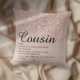 Coussin Meilleure Cousine Définition Paillettes Rose Doré
