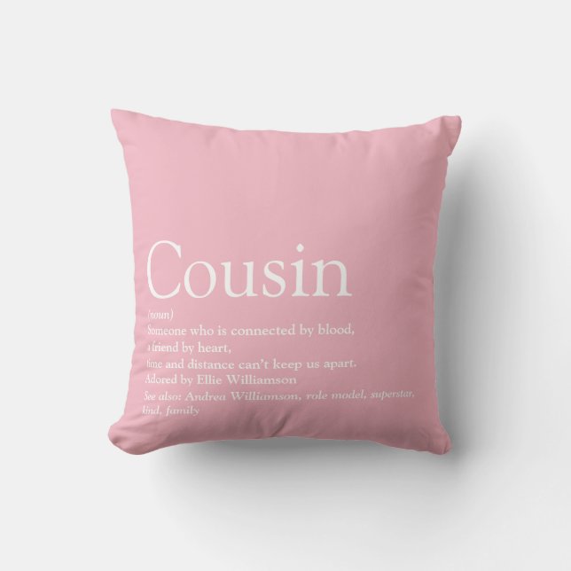 Coussin Meilleure Cousine Ever Définition Rose Féminin (Recto)