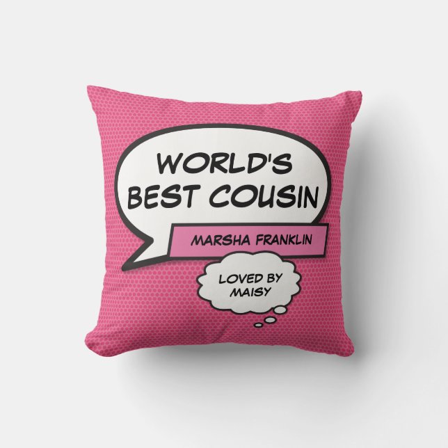 Coussin Meilleure Cousine Moderne Drôle Rose Féminin Monde (Recto)