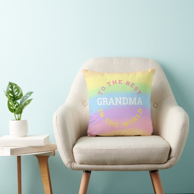 Coussin Meilleure grand-mère dans le monde Arc-en-ciel cou (Chaise)