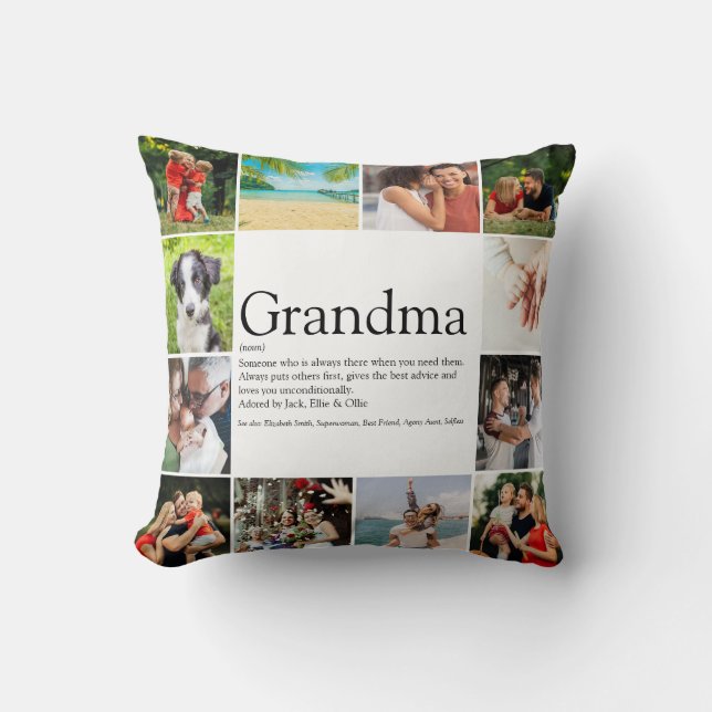 Coussin Meilleure Grand-mère, Définition de Mamie 12 Colla (Recto)