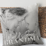 Coussin Meilleure grand-mère du monde depuis 20XX Photo si<br><div class="desc">Ce design simple et moderne est composé d'une typographie serif et cursive et d'ajouter une photo personnalisée</div>