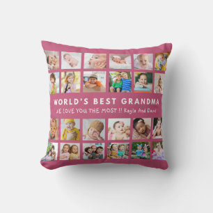 Coussin Meilleure grand-mère du monde Photo de 24 petits-e