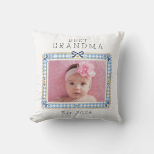 Coussin Meilleure grand-mère établie date personnalisée ph
