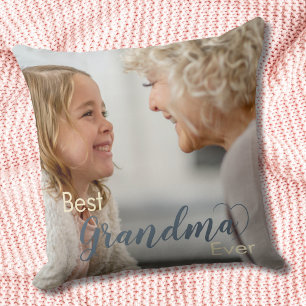 Coussin Meilleure Grand-mère Jamais Cadeau Photo Gris