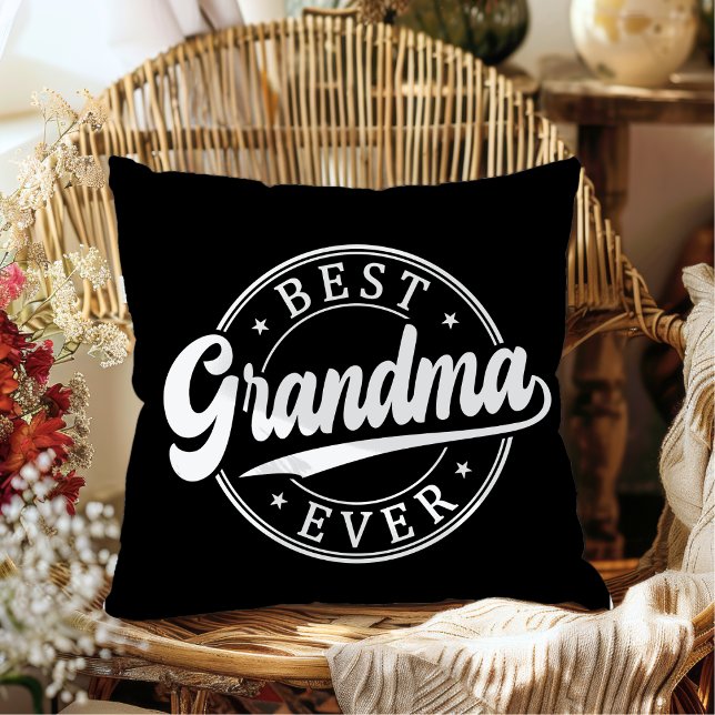 Coussin Meilleure grand-mère jamais personnalisée photo et (Best Grandma Ever Black and White Photo Pillow Gift from Grandkids)