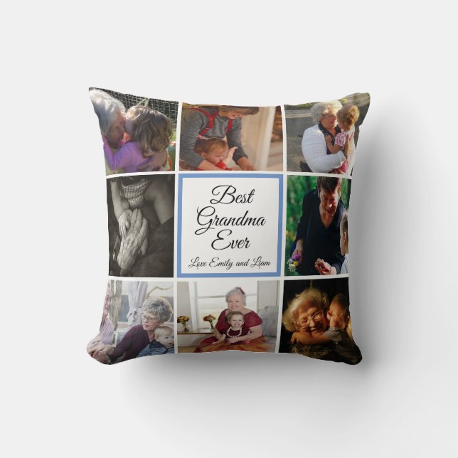 Coussin Meilleure grand-mère jamais photo collage texte pe (Recto)
