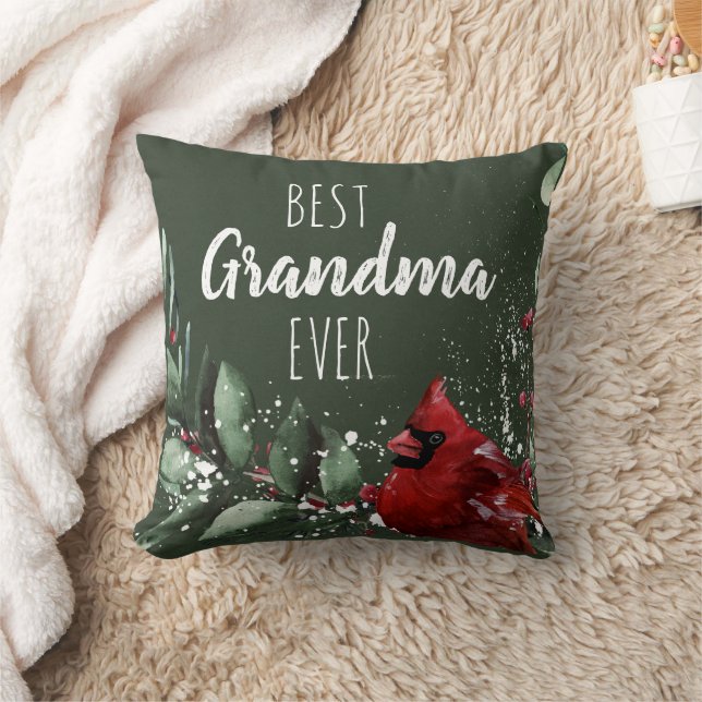 Coussin Meilleure Grand-mère Jamais Photo de Cardinal Roug (Couverture)