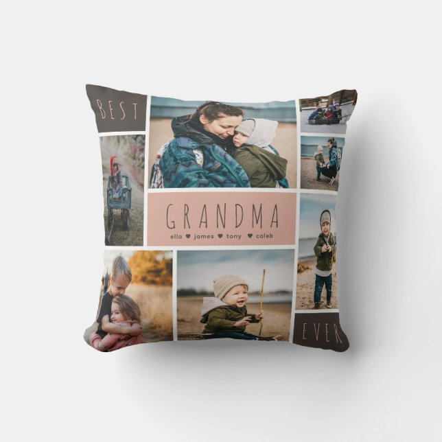 Coussin Meilleure grand-mère jamais Photo Grille Collage C (Recto)