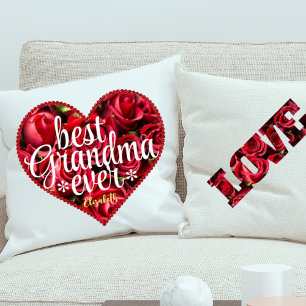 Coussin Meilleure grand-mère jamais Red Heart Keepsaké Fêt