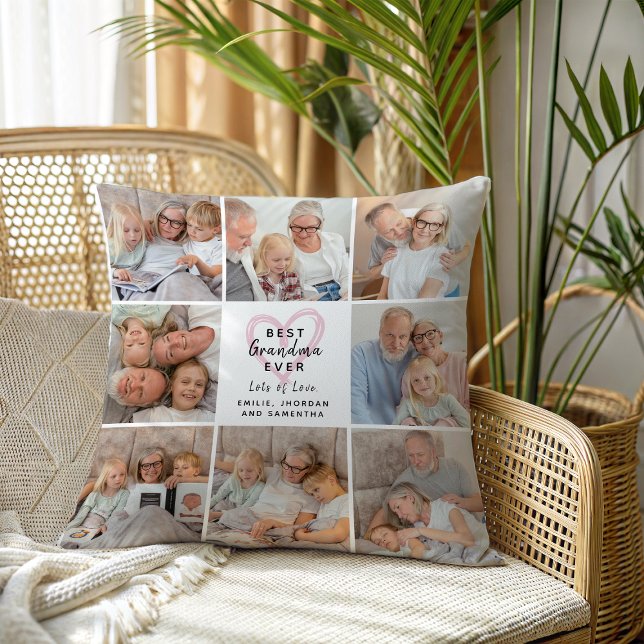 Coussin Meilleure Grand-mère Moderne Collage de Photos d'A (Créateur téléchargé)