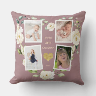Coussin Meilleure grand-mère photo Floral World's Day