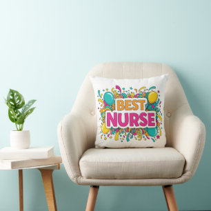 Coussin Meilleure infirmière colorée Jeu d'oreiller