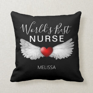 Coussin Meilleure infirmière Médicale Red Heart Angel Wing