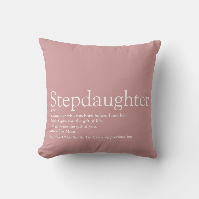 Coussin Meilleure jamais Stepgirl Définition Fille rose (Recto)