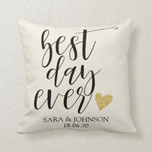 Coussin meilleure journée jamais cadeau de mariage personn