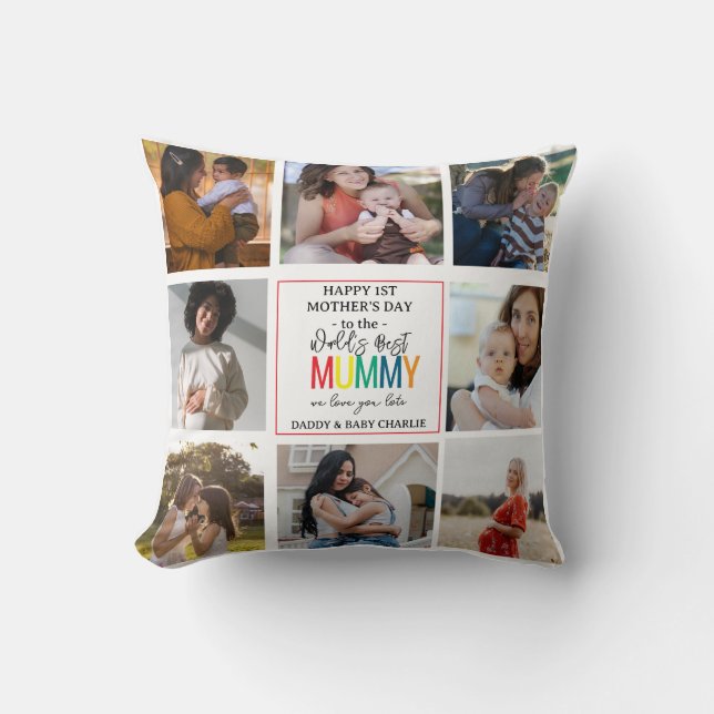 Coussin Meilleure maman 1ère fête des mères du monde Colla (Recto)