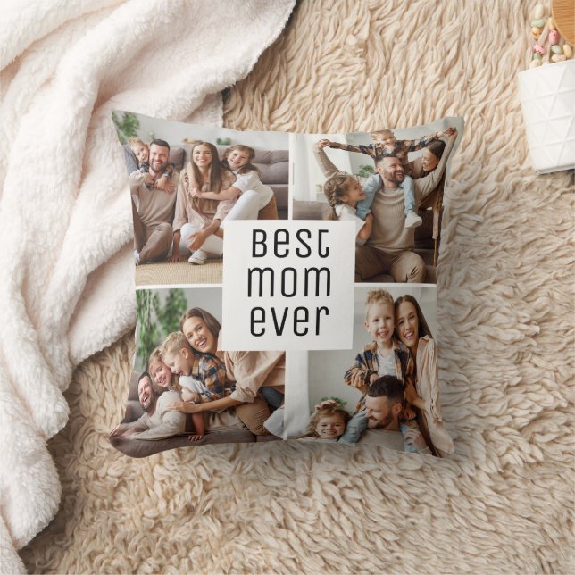 Coussin Meilleure Maman 5 Collage de Photos Fête des Mères (Couverture)