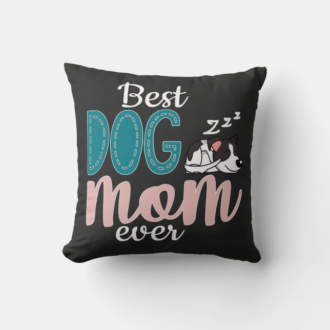 Coussin Meilleure maman chien noir mignon chiot tacheté do (Recto)