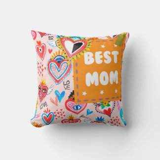 Coussin Meilleure maman Coeurs colorés mexicains Fête des 