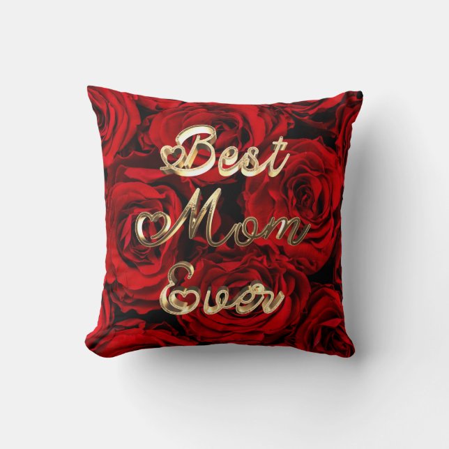 Coussin Meilleure maman Coeurs éternels Roses rouges Flora (Recto)