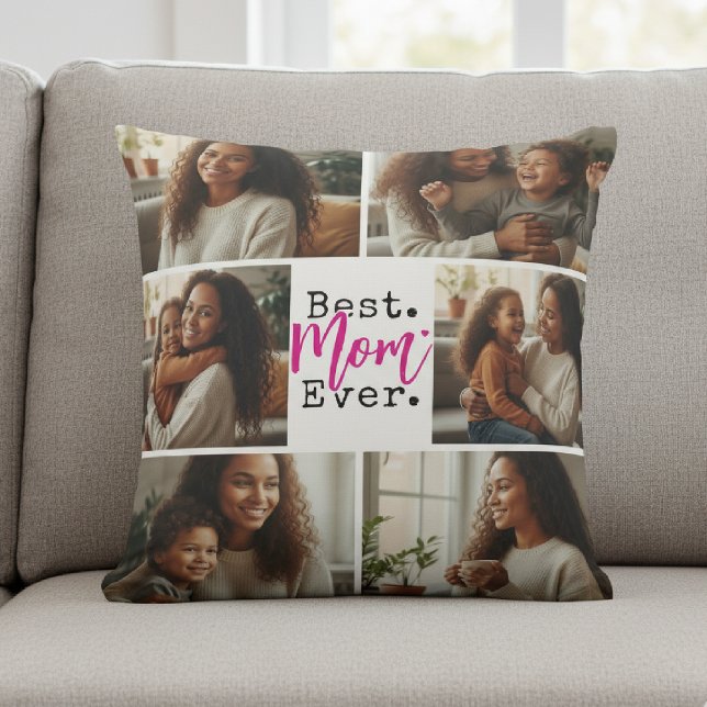 Coussin Meilleure Maman Collage Photo Anniversaire Fête de (Créateur téléchargé)