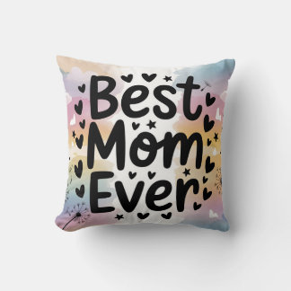 Coussin Meilleure maman colorée Toujours Aquarelle Coeurs