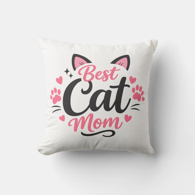 Coussin Meilleure maman de chat (Recto)