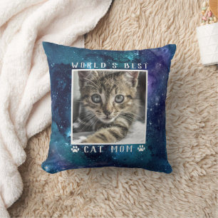 Coussin Meilleure Maman de Chat au Monde Empreintes de Pat
