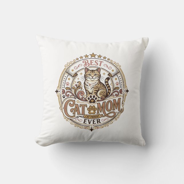 Coussin Meilleure Maman de Chat Jamais Maman de Chat Papa  (Recto)