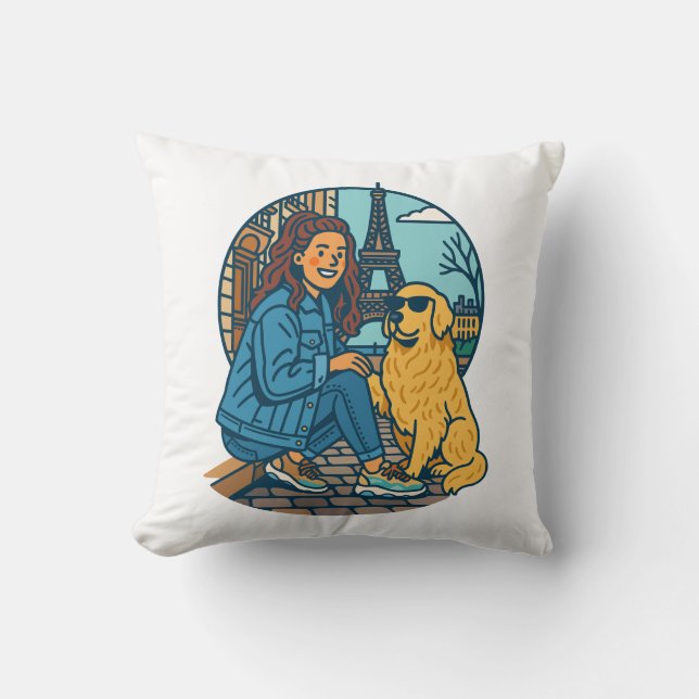 Coussin Meilleure maman de chien à Paris (Recto)