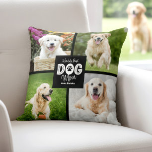 Coussin Meilleure maman de chien au monde 4 Photo Noir Bla