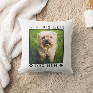 Coussin Meilleure Maman de Chien au Monde Empreintes de Pa