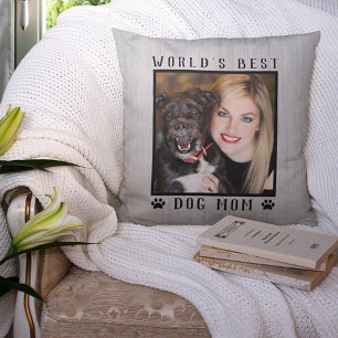 Coussin Meilleure Maman de Chien au Monde Empreintes de Pa