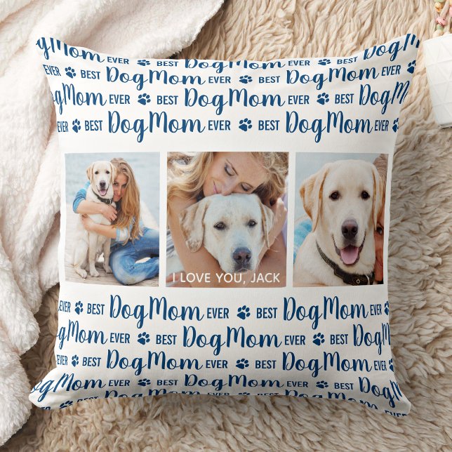 Coussin Meilleure maman de chien jamais personnalisé photo (Créateur téléchargé)