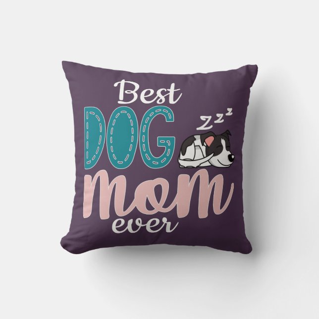 Coussin Meilleure maman de chien violet avec / mignon chio (Recto)