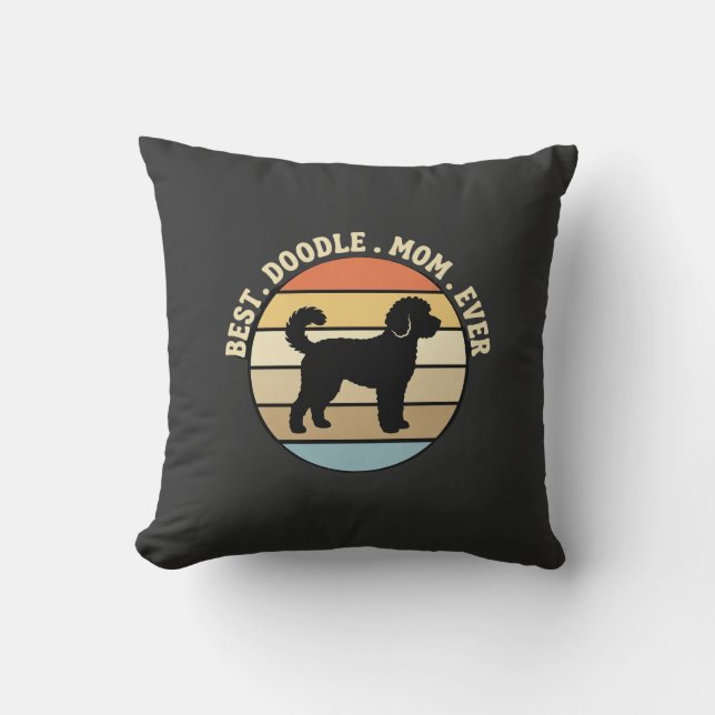 Coussin Meilleure maman Doodle Rétro Chien (Recto)