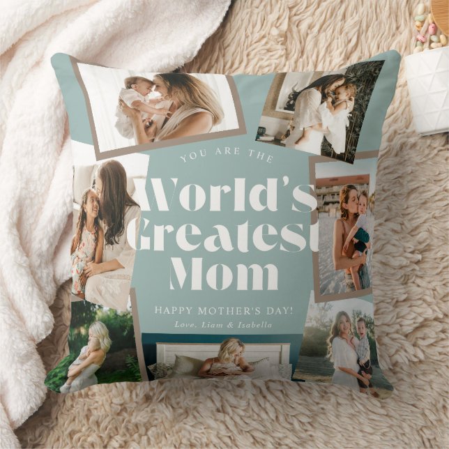 Coussin Meilleure Maman du Monde 7 Collage Photo (Couverture)