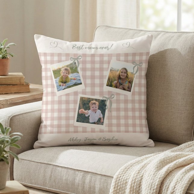 Coussin Meilleure Maman du Monde Collage de Photos (Créateur téléchargé)