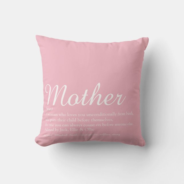 Coussin Meilleure Maman du Monde, Maman, Définition de Mèr (Recto)