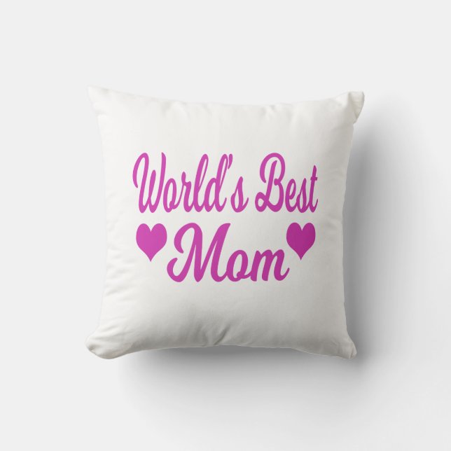 Coussin Meilleure Maman du Monde Rose (Recto)