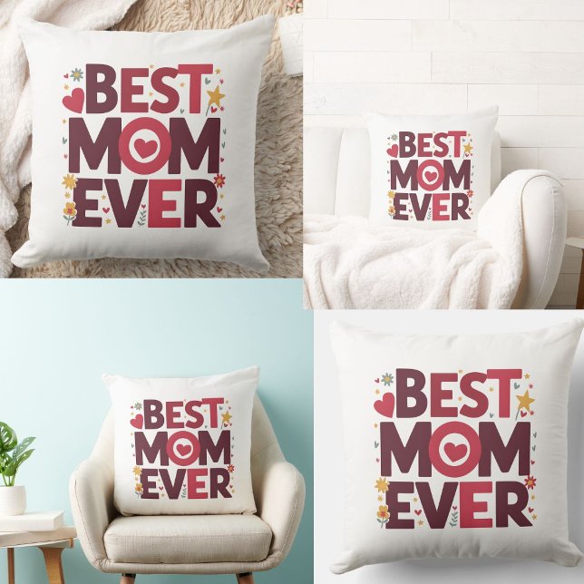 Coussin Meilleure Maman Ever Cœurs Maman  (best mom ever pillows)