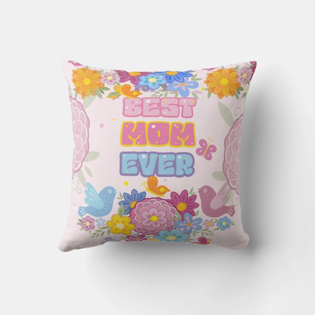 Coussin Meilleure Maman Ever Groovy Pastel Floral Fête des (Verso)