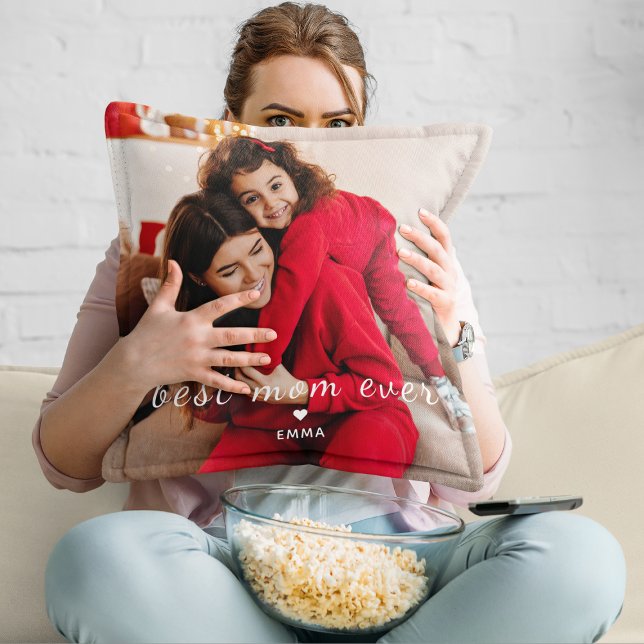 Coussin Meilleure Maman Ever l Typographie de photo et de  (Créateur téléchargé)