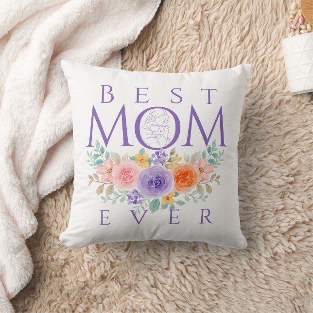 Coussin Meilleure Maman Fleurs, Citation de la Fête des Mè (Couverture)