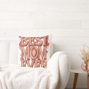 Coussin Meilleure Maman Jamais Conception 3D Or   Élégant 