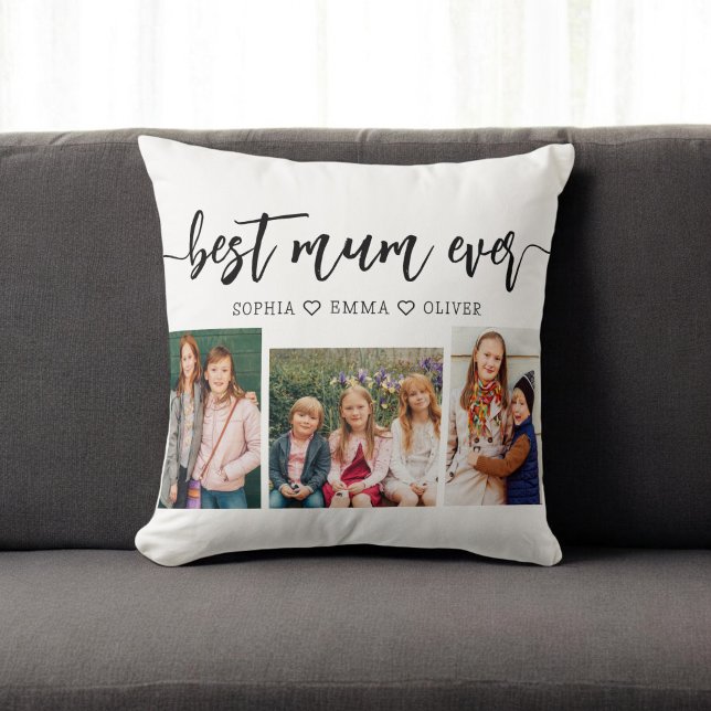 Coussin Meilleure maman jamais - Fête des mères Collage ph (Créateur téléchargé)