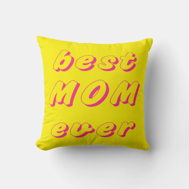Coussin Meilleure maman jamais jaune rose minimum (Recto)