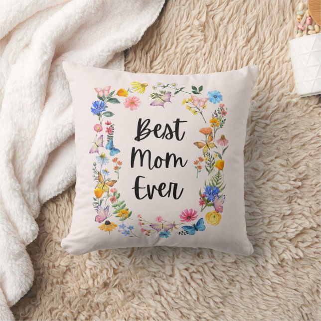 Coussin Meilleure Maman Jamais Joli Fleurs sauvages Boho F (Couverture)