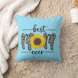 Coussin Meilleure maman Jamais mignonne tournesol bleu